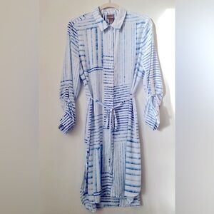 chicos size 1 polyester Maxi shirt dress blue &white color
